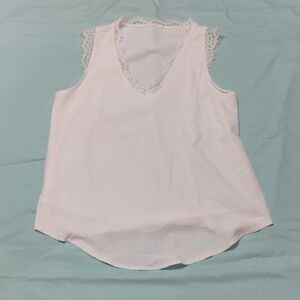 Elegant White Lace Trim Women's Top